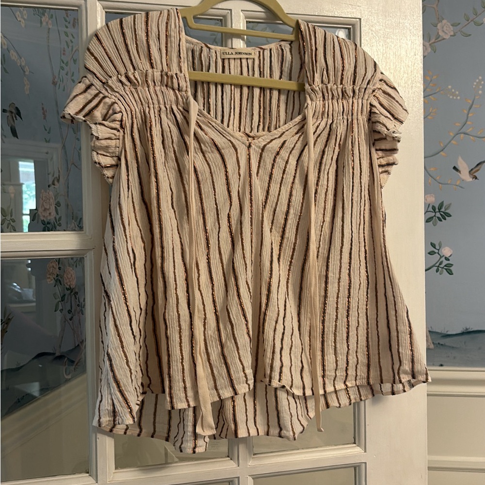 Ulla Johnson Striped V-Neck Blouse